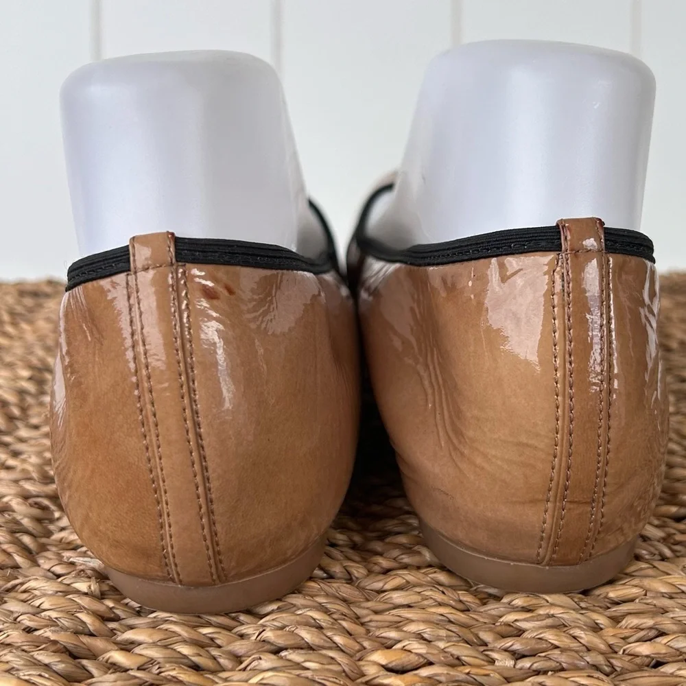 J. Crew Women’s Suzette Patent Camel & Black Ballet Flats Fitted‎ Heel Size 7